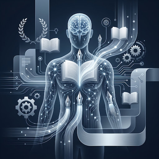Sophisticated academic AI intelligence illustration with neural networks and academic symbols